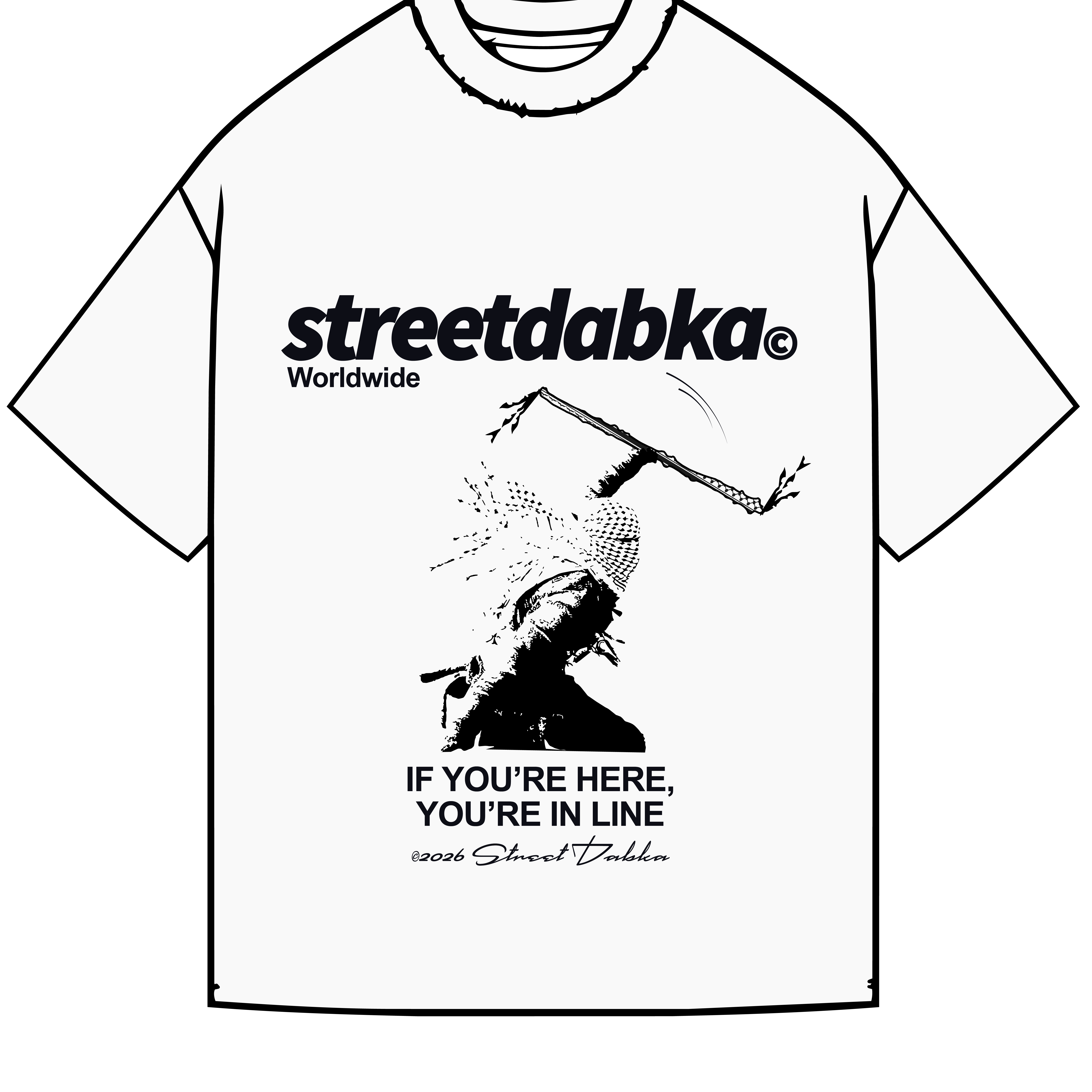 Street Dabka Keffiyeh Tee - White - Front