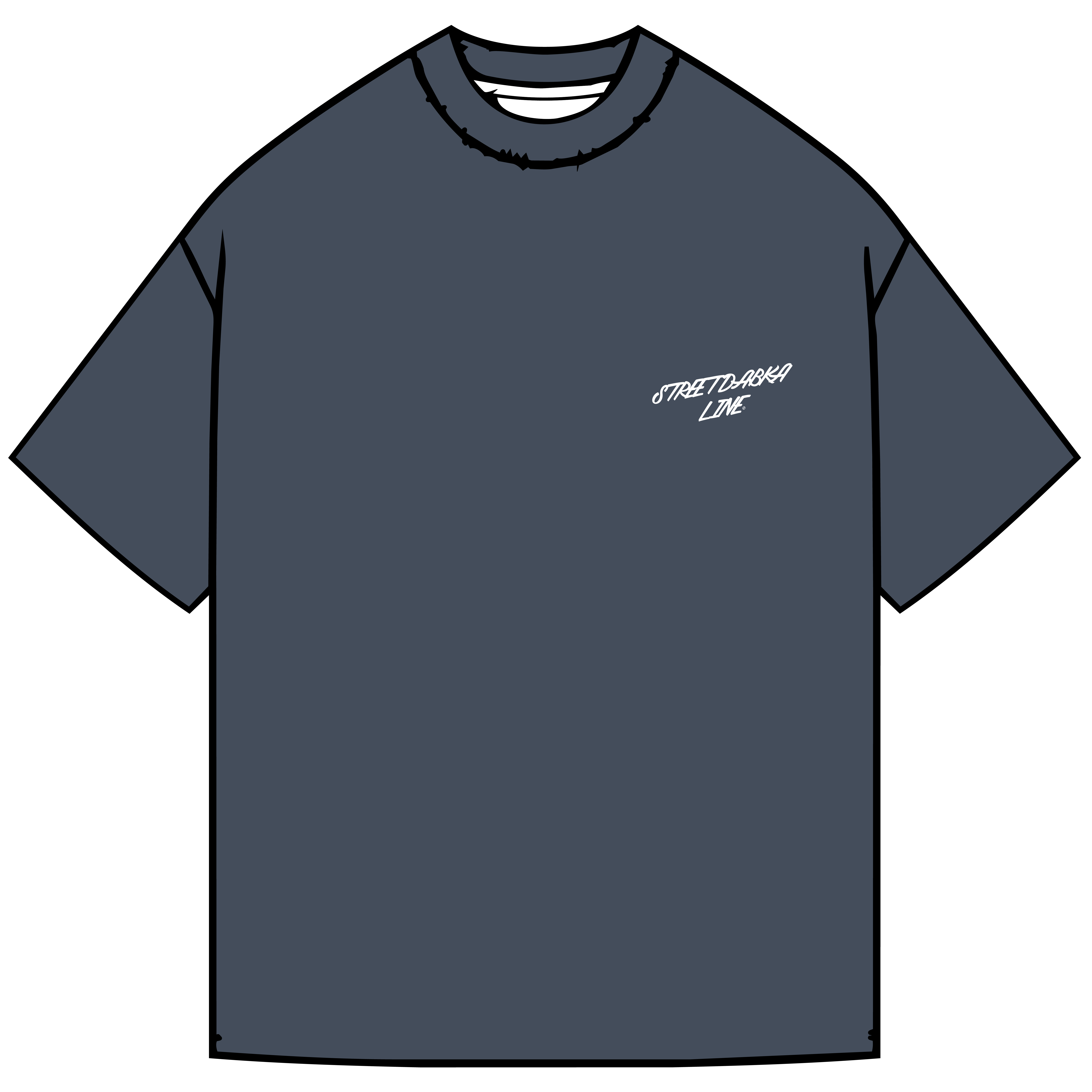 Street Dabka Line Tee - Washed Navy - Front