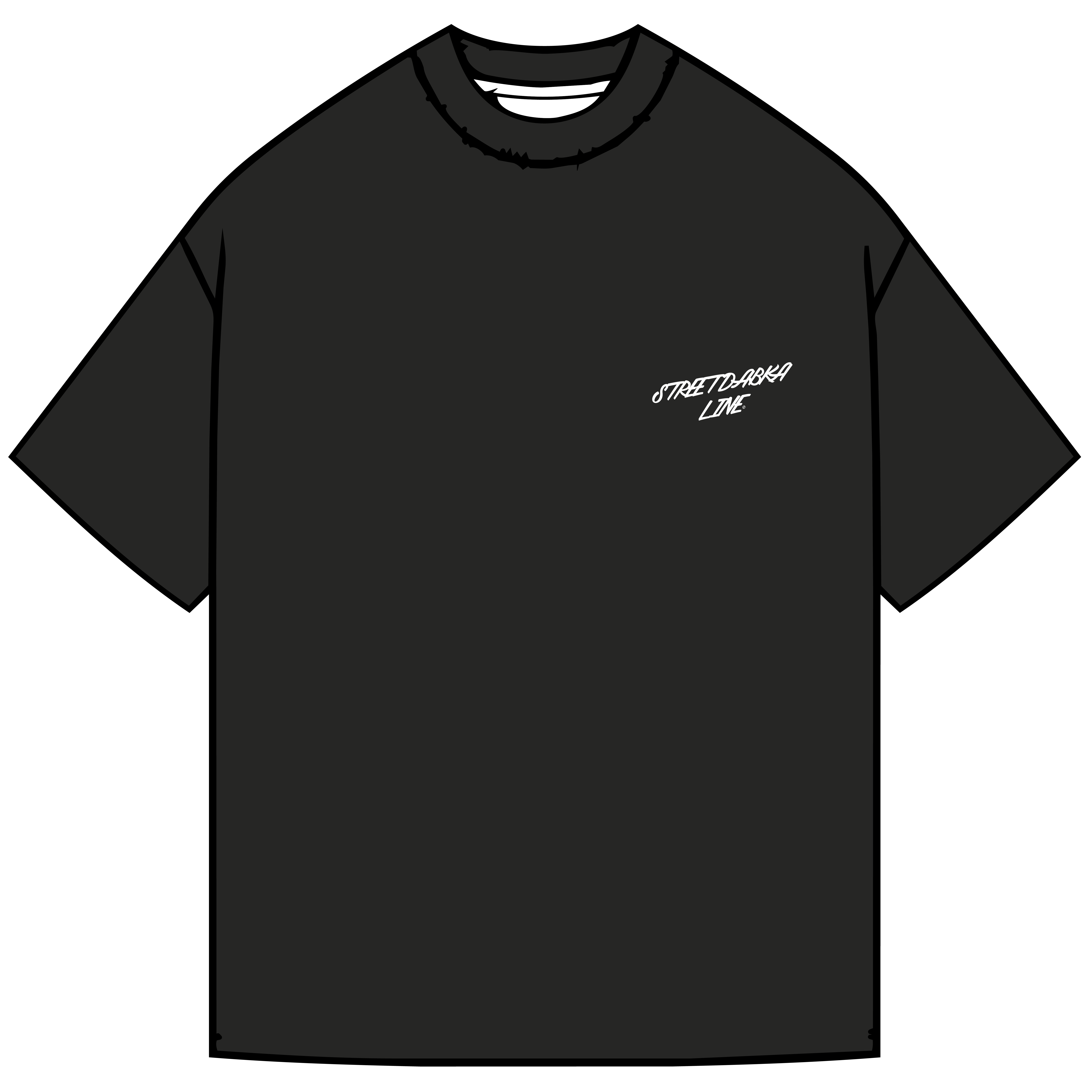 Street Dabka Line Tee - Washed Black - Front